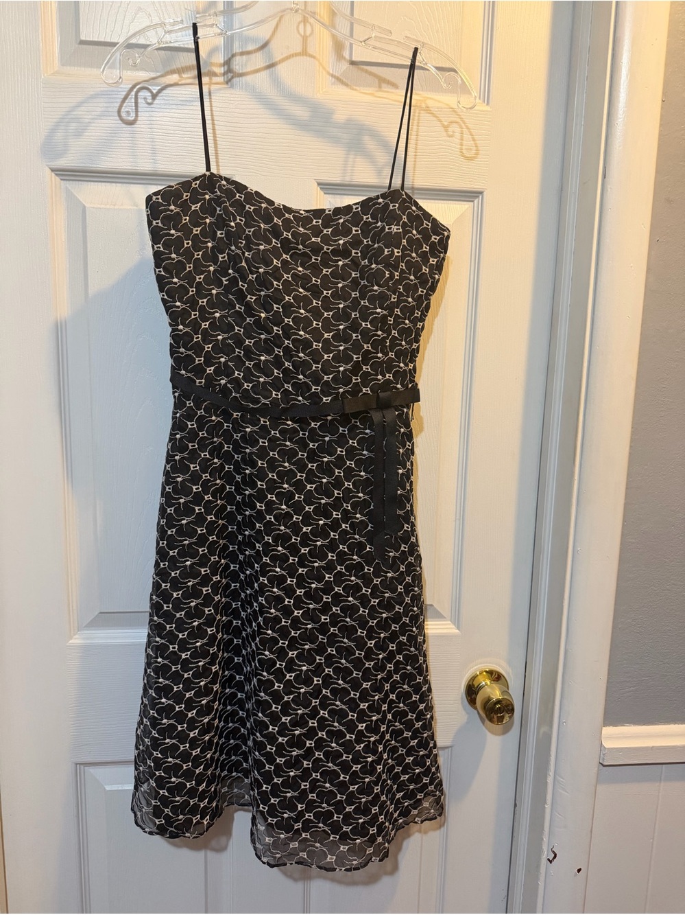 LAUNDRY Shelli Segal Vtg Spaghetti Strap Sleeveless Dress Black w/White Size 6